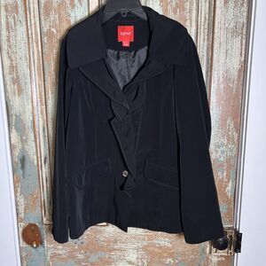 Esprit Women’s Vintage Black Jacket Large Silver Toned Buttons Rain Jacket